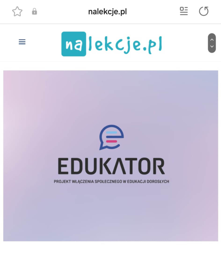 Portal nalekcje.pl o projekcie: „Edukator filarem włączenia społecznego w edukacji dorosłych”!